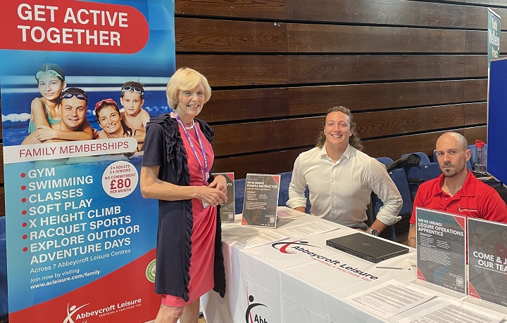 Cllr Glossop with Abbeycroft stall Cllr Glossop with Abbeycroft stall